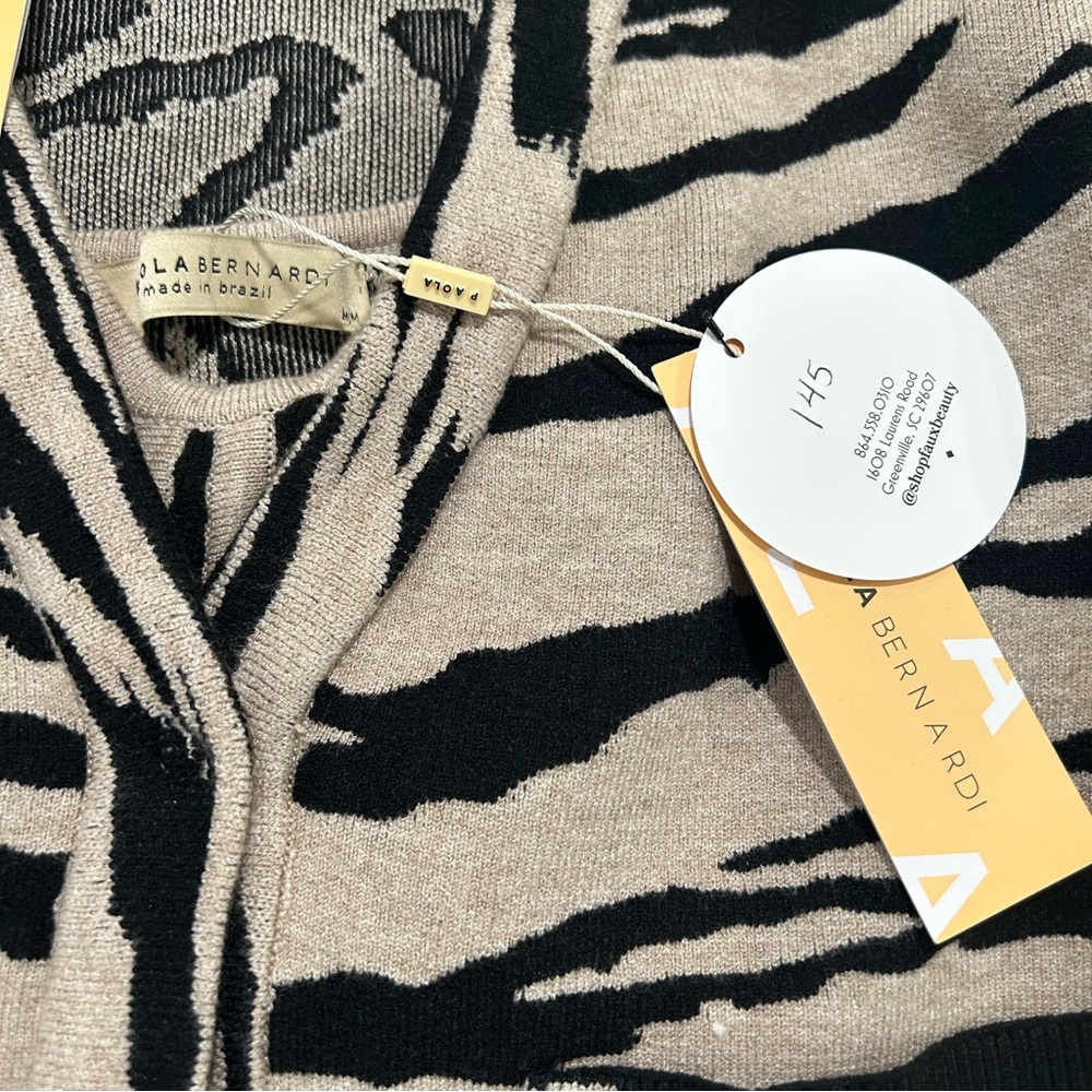 NWT Paola Bernardi Tan Black Zebra Print Jacket and Tank Set  - Size S/M - Picture 12 of 14